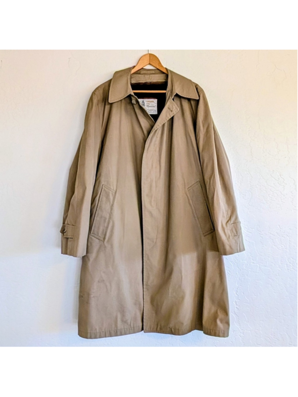 VTG London Fog Maincoats Tan Trench Coat Classic Tailored Overcoat Raincoat